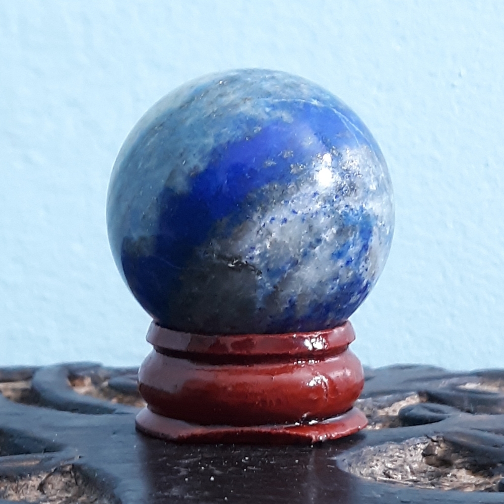 Lapis Lazuli Healing Crystal Ball Sphere Stone blue white gray gold